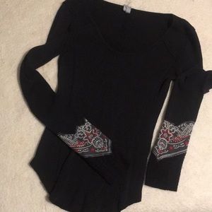 Free People Black Long Sleeve Shirt